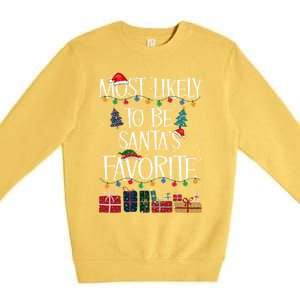 Most Likely To Be Santa’S Favorite Xmas Pajama Gift Premium Crewneck Sweatshirt