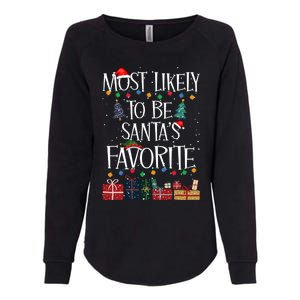 Most Likely To Be Santa’S Favorite Xmas Pajama Gift Womens California Wash Sweatshirt