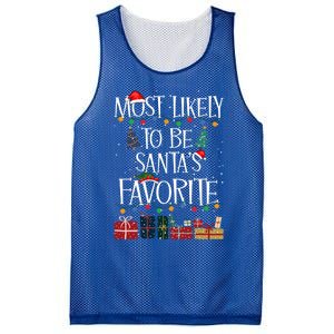 Most Likely To Be Santa’S Favorite Xmas Pajama Gift Mesh Reversible Basketball Jersey Tank