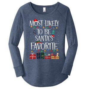 Most Likely To Be Santa’S Favorite Xmas Pajama Gift Women's Perfect Tri Tunic Long Sleeve Shirt