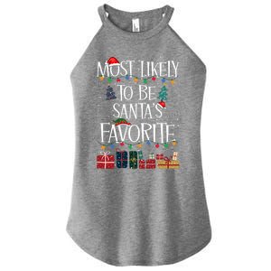 Most Likely To Be Santa’S Favorite Xmas Pajama Gift Women's Perfect Tri Rocker Tank