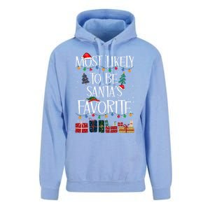 Most Likely To Be Santa’S Favorite Xmas Pajama Gift Unisex Surf Hoodie