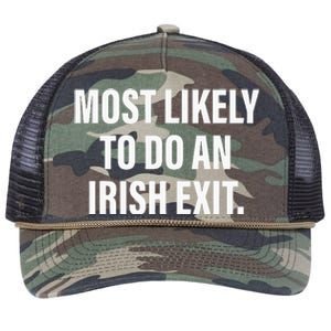 Most Likely To Do An Irish Exit Retro Rope Trucker Hat Cap