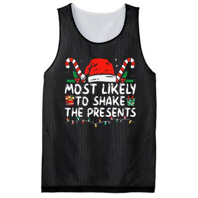 Most Likely To Shake The Presents Family Matching Christmas Mesh Reversible Basketball Jersey Tank