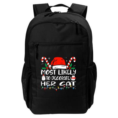 Most Likely To Decorate Her Cat Funny Family Christmas Cat Backpack