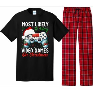 Most Likely To Play Video Games On Christmas Funny Gamer  Pajama Set