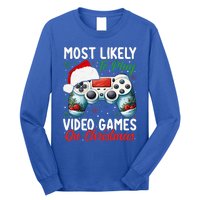 Most Likely To Play Video Games On Christmas Funny Gamer  Long Sleeve Shirt