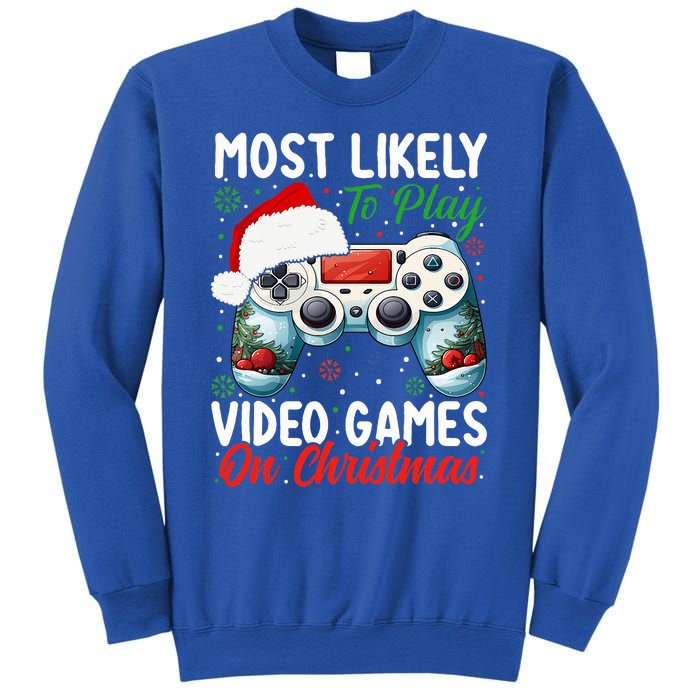 Most Likely To Play Video Games On Christmas Funny Gamer  Sweatshirt