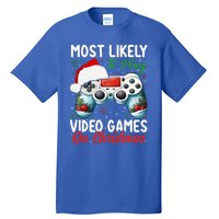 Most Likely To Play Video Games On Christmas Funny Gamer  Tall T-Shirt