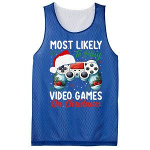 Most Likely To Play Video Games On Christmas Funny Gamer  Mesh Reversible Basketball Jersey Tank