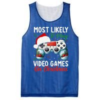 Most Likely To Play Video Games On Christmas Funny Gamer  Mesh Reversible Basketball Jersey Tank