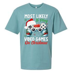 Most Likely To Play Video Games On Christmas Funny Gamer  Sueded Cloud Jersey T-Shirt