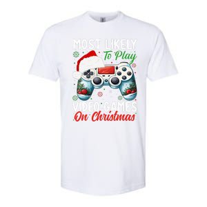 Most Likely To Play Video Games On Christmas Funny Gamer  Softstyle CVC T-Shirt