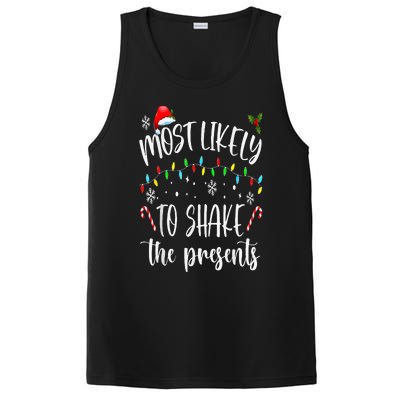 Most Likely To Shake The Presents Funny Christmas Holiday PosiCharge Competitor Tank