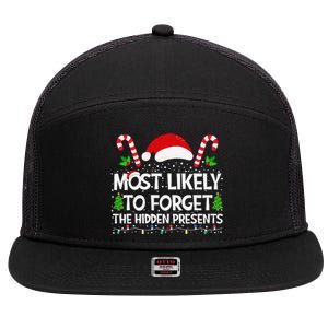 Most Likely To Forget The Hidden Presents Christmas Family 7 Panel Mesh Trucker Snapback Hat