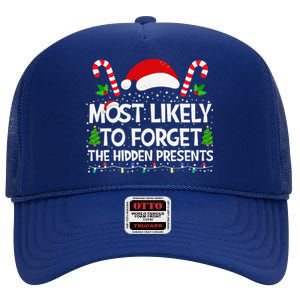 Most Likely To Forget The Hidden Presents Christmas Family High Crown Mesh Back Trucker Hat