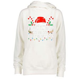 Most Likely To Be On The Nice List Xmas Family Christmas  Womens Funnel Neck Pullover Hood