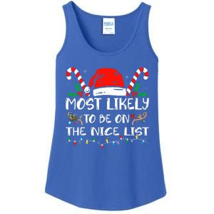 Most Likely To Be On The Nice List Xmas Family Christmas  Ladies Essential Tank