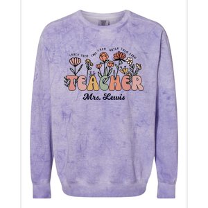 Mrs Lewis Teacher Wildflower Back To School Gift Colorblast Crewneck Sweatshirt