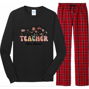 Mrs Lewis Teacher Wildflower Back To School Gift Long Sleeve Pajama Set