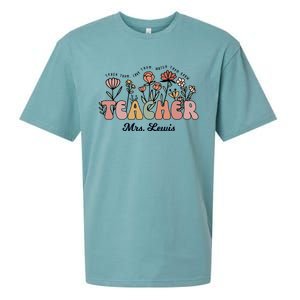 Mrs Lewis Teacher Wildflower Back To School Gift Sueded Cloud Jersey T-Shirt