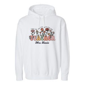 Mrs Lewis Teacher Wildflower Back To School Gift Garment-Dyed Fleece Hoodie