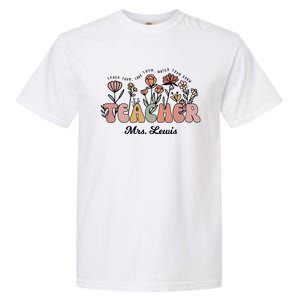 Mrs Lewis Teacher Wildflower Back To School Gift Garment-Dyed Heavyweight T-Shirt