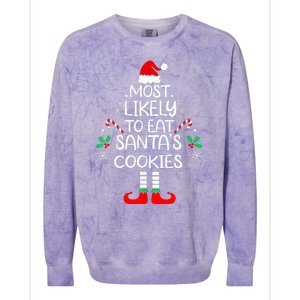 Most Likely To Eat Santas Cookies Christmas Family Matching  Colorblast Crewneck Sweatshirt