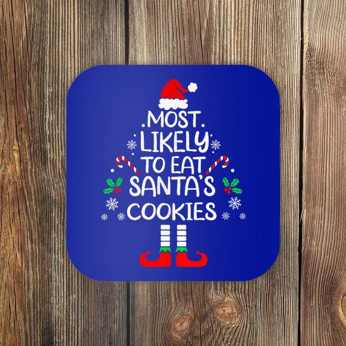 Most Likely To Eat Santas Cookies Christmas Family Matching  Coaster