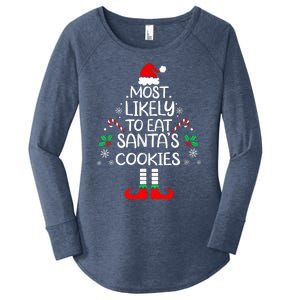 Most Likely To Eat Santas Cookies Christmas Family Matching  Women's Perfect Tri Tunic Long Sleeve Shirt