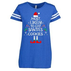 Most Likely To Eat Santas Cookies Christmas Family Matching  Enza Ladies Jersey Football T-Shirt