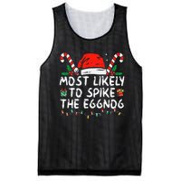 Most Likely To Spike The Eggnog Family Matching Christmas Mesh Reversible Basketball Jersey Tank