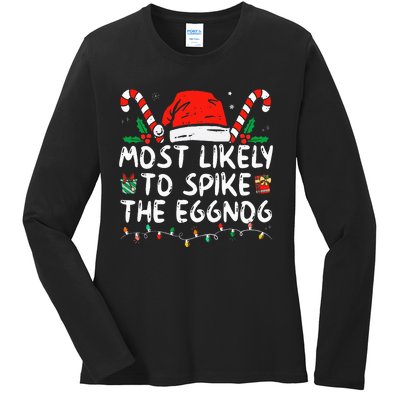 Most Likely To Spike The Eggnog Family Matching Christmas Ladies Long Sleeve Shirt