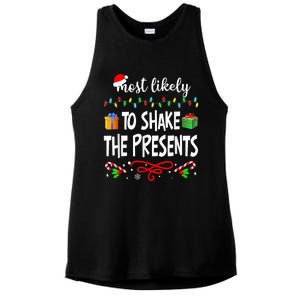 Most Likely To Shake The Presents Funny Family Christmas Ladies PosiCharge Tri-Blend Wicking Tank