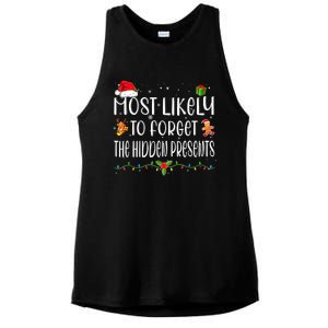 Most Likely To Forget The Hidden Presents Christmas Pajamas Ladies PosiCharge Tri-Blend Wicking Tank