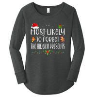 Most Likely To Forget The Hidden Presents Christmas Pajamas Women's Perfect Tri Tunic Long Sleeve Shirt