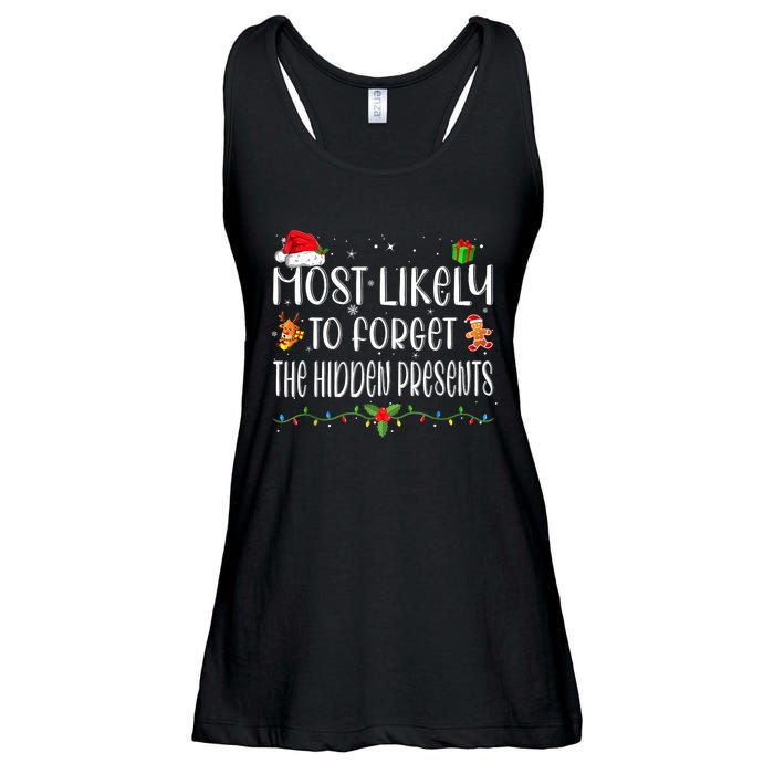 Most Likely To Forget The Hidden Presents Christmas Pajamas Ladies Essential Flowy Tank