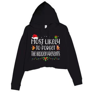 Most Likely To Forget The Hidden Presents Christmas Pajamas Crop Fleece Hoodie