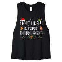 Most Likely To Forget The Hidden Presents Christmas Pajamas Women's Racerback Cropped Tank