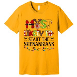 Most Likely To Start The Shenanigans Christmas Family Xmas Premium T-Shirt