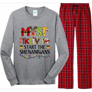 Most Likely To Start The Shenanigans Christmas Family Xmas Long Sleeve Pajama Set