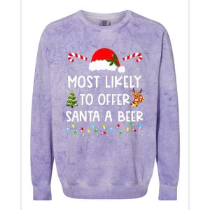 Most Likely To Offer Santa A Beer Drinking Christmas  Colorblast Crewneck Sweatshirt