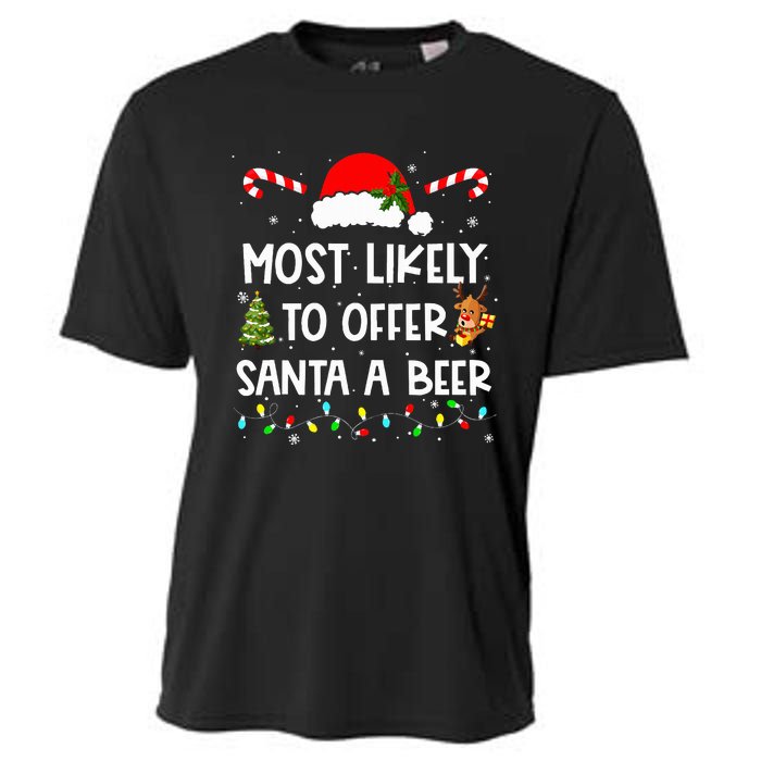 Most Likely To Offer Santa A Beer Drinking Christmas  Cooling Performance Crew T-Shirt