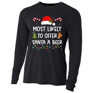 Most Likely To Offer Santa A Beer Drinking Christmas  Cooling Performance Long Sleeve Crew