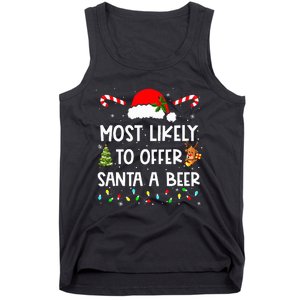 Most Likely To Offer Santa A Beer Drinking Christmas  Tank Top