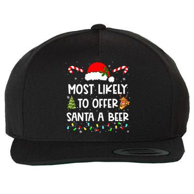 Most Likely To Offer Santa A Beer Drinking Christmas  Wool Snapback Cap