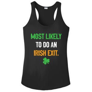 Most Likely To Do An Irish Exit Funny St Patrick Ladies PosiCharge Competitor Racerback Tank