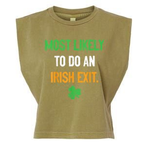 Most Likely To Do An Irish Exit Funny St Patrick Garment-Dyed Women's Muscle Tee