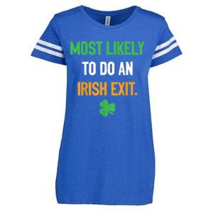 Most Likely To Do An Irish Exit Funny St Patrick Enza Ladies Jersey Football T-Shirt