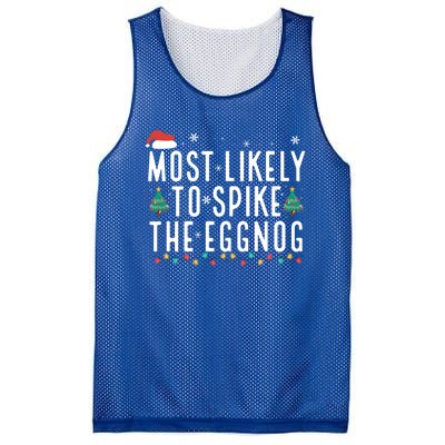 Most Likely To Spike The Eggnog Gift Mesh Reversible Basketball Jersey Tank